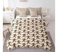Feelyou Foot Print Sasquatch 7 Piece Bedding Set Queen Size for Men Women Teens Kids Orangutan Hunting Vintage Comforter Set with Sheets Boys Hunter Light Brown Brown Bed in a Bag Wild Home Decor