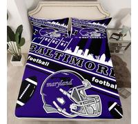 Feelyou Football Bed Sheet Set Boys Girls Queen Size Baltimore Fitted Sheet American Football Gifts for Football Fans Women Men Football City Bedding Set Rugby Sports Bed Cover for Kids Room Decor
