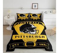 Feelyou Football Comforter Set,Pittsburgh Bedding Set Twin Size,American Football City Comforter,Football Fans Gifts Bed Set