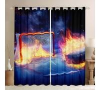 Feelyou Ice Hockey Curtains for Bedroom Living Room Hockey Player Kids Blackout Curtains Puck Hockey Darkening Dreapes Winter Sports Window Treatments 2 Panels, 52 x 84 Inch