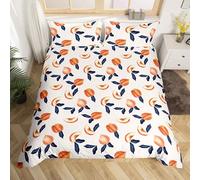 Feelyou Kids Duvet Cover Set Twin for Children Girls Fruits Peach Bedding Set Cartoon Tropical Microfiber Polyester Comforter Cover with 2 Pillow Shams, Decorative Soft Lightweight 3 Pcs, Zipper