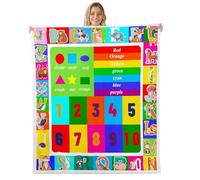 Feelyou Kids Educational Throw Blanket Playtime Collection ABC, Numbers and Shapes Learning Plush Blankets and Throws Kids Play Fuzzy Blanket for Bed Sofa Couch for Playroom Bedroom 50"x60"…
