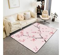 Feelyou Kids Pink Cherry Blossoms Area Rug 3x5 Boys Girls Sakura Flower Accent Rug Japanese Style Living Room Rugs Spring Floral Botanical Indoor Floor Mat