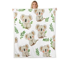 Feelyou Koala Fleece Throw Blanket Cute Animal Pattern Plush Blanket Kawaii Koala Fuzzy Throw Blanket Caring Gift for Kids Toddler Boys Girls 50"X60"