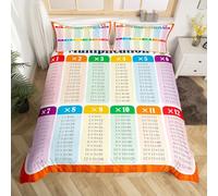 Feelyou Multiplication Bedding Set Twin, Math Games Duvet Cover for Kids Educational Comforter Cover Learning Time Bedspread Cover Breathable Bedding Collection 2Pcs (No Comforter)