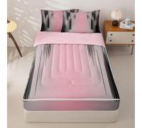 Feelyou Pink and Black Zipper Bedding Twin Modern Art Comforter Set with Fitted Sheet and Pillowcases for Kids Teens Adults Messy Rust Zipper Bedding Sets Gradient Stryle Bed Set with Pillow Case