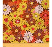 Feelyou Retro Hippie Flower Fabric by The Yard 2 Yards 60S 70S Groovy Decorative Waterproof Outdoor Fabric Vintage Boho Plant Floral Botanical Upholstery Fabric for Chairs Orange Brown Outdoor Fabric