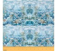 Feelyou Sea Turtle Fabric by The Yard 1 Yard Summer Theme Decorative Waterproof Outdoor Fabric Ocean Marine Themed Upholstery Fabric Underwater Animal DIY Reupholstery Fabric Reptile Tortoise