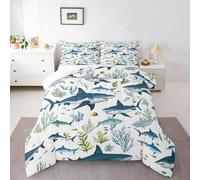 Feelyou Shark Comforter Set Queen Size Fish Bedding Set Kids Boys Girls Ocean Creature Themed Comforter Sea Underwater World Quilt Set