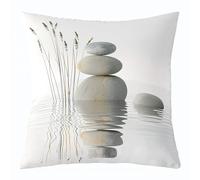 Feelyou Spa Throw Pillow Covers 18"x18" Set of 1 Soft Zen Stone Pillow Cases Cushion Covers for Living Room Bedroom Zen Spa Decorative Throw Pillowcases for Sofa Couch Chair