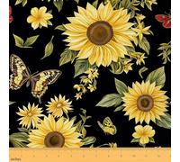 Feelyou Sunflower Decorative Waterproof Outdoor Fabric 5 Yards Blossom Flower Floral Fabric by The Yard Butterfly Garden Upholstery Fabric for Chairs Outdoor Fabric Outdoor Fabric