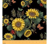 Feelyou Sunflowers Fabric by The Yard - Leaf Pattern Upholstery, Botanical Floral Outdoor, Natural Theme for Chairs Reupholstery, 2 Yards, Yellow Green