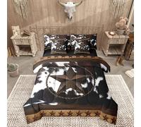 Feelyou Texas Star Comforter Set with Sheets 7 Piece Full Size Southwestern Cowboy Bed in a Bag Kids Boys Girls Rustic Cowhide Print Bedding Set Southwestern Bedroom Decor Breathable Soft Microfiber