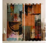 Feelyou Vintage Abstract Circle Curtains for Bedroom Living Room Messy Rust Blackout Curtains for Kids Modern Grunge Art Darkening Dreapes Retro Orange Window Treatments (2 Panels, 52 x 63 Inch)