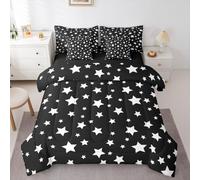 Feelyou White Stars Comforter Set with Sheets 7 Piece Twin Size Starry Printed Bedding Set for Kids Boys Girls White Black Bed in a Bag Cartoon Star Decor Room Decor Soft Lightweight Microfiber