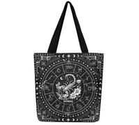 Feelyou Zodiac Canvas Tote Bags ARIES Large Capacity Shoulder Handbags Moon Star Travel Beach Bag, Black Scorpio, 16"X20"