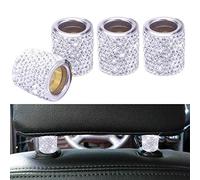 FEENM Car Headrest Head Rest Collars Rings Decor Bling Bling Crystal Diamond Ice Stainless Steel Car Decorations for Car SUV Truck Interior Decoration Blings 4 Pack White