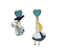 FEERIES ET MERVEILLES ALICE IN WONDERLAND EARRINGS, ALICE IN WONDERLAND JEWELLERY, 2x2, Stainless Steel, Gold