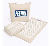 FEERKI Acupressure Mat & Pillow Set for Back & Neck Pain Relief - Shakti Style Spike Massage Mat for Muscle Tension, Stress & Sleep Support - Cotton & Coconut Fibre with Carry Bag