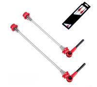 Feeshoppher 1 Pair TC4 Alloy Bike Quick Release Skewers 52g Lightweight Road Mountain Bicycle Hub Axle Levers for 100mm Front 130/135mm Rear Wheels(red)