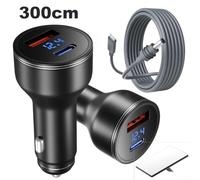 Feeshoppher 140W Car Charger Adapter Type-C to DC Power Cable for Starlink with Dual Type-C and USB-A Ports 170W Total Output Supports 12V-24V Input Fast Charging for Laptops P(3 meters)