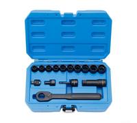 Feeshoppher 15 Piece Socket Wrench Set with 6 Point and 12 Point Pass Through Design Chrome Steel Ratchet Spanner Metric 10mm to 19mm for Automotive Repair Home Maintenance and Mech