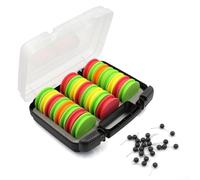 Feeshoppher 24pcs EVA Foam Fishing Line Winder Set with Pins, 65x17mm Rig Spools for Tangle-Free Storage, Mixed Color Bobbins in ABS Box, Lightweight Gear Organiser for Anglers