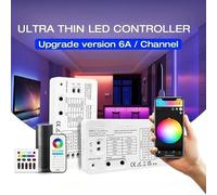 Feeshoppher 3.0 DC 5-24V 5-in-1 LED Strip Controller with Dimming, Supports RGBW RGB CCT Modes, Adjustable 600-8000Hz Frequency, Smart Power On Status Memory,