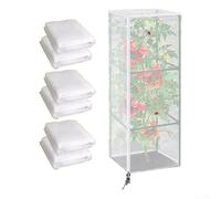 Feeshoppher 3 Pcs Garden Bird Netting with Zipper and Drawstring for Tomato Cages 23.6 x 59 in, White PE Mesh Cover Protecting Vegetables Flowers from Birds Insects Squirrels Rabbits(60 * 60 * 150cm)