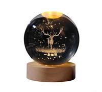 Feeshoppher 3D Ball Night Light with and Solar System Projection, USB Powered Decorative Lamp for Bedroom, Christmas Astronaut Moon Home Décor, Transparent Sp(10)
