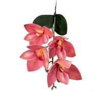 Feeshoppher 3D EVA Artificial Cymbidium Orchid Flowers with Bendable Stems, Realistic 4-Head Fake Floral Arrangement for Wedding Centerpieces, Home Decor, Party and Event Styling, 37(B)