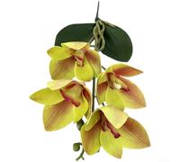 Feeshoppher 3D EVA Artificial Cymbidium Orchid Flowers with Bendable Stems, Realistic 4-Head Fake Floral Arrangement for Wedding Centerpieces, Home Decor, Party and Event Styling, 37(E)