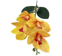 Feeshoppher 3D EVA Artificial Cymbidium Orchid Flowers with Bendable Stems, Realistic 4-Head Fake Floral Arrangement for Wedding Centerpieces, Home Decor, Party and Event Styling, 37(I)