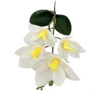Feeshoppher 3D EVA Artificial Cymbidium Orchid Flowers with Bendable Stems, Realistic 4-Head Fake Floral Arrangement for Wedding Centerpieces, Home Decor, Party and Event Styling, 37(K)