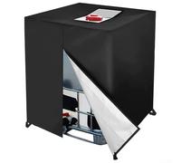 Feeshoppher 420D Oxford IBC Tank Cover 1000L with Top Zipper, UV Resistant Waterproof Dust Protector for Tote Containers, Drawstring Hem, Green(Black)