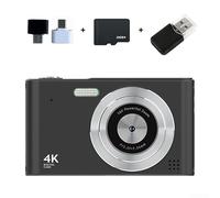 Feeshoppher 4K Digital Camera 48MP Video Camera with 16X Digital Zoom 2.4 Inch LCD Screen Anti Shake Face Detection Time Lapse CMOS Sensor Lightweight Compact Design for Kids Studen(Black 32G)