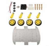 Feeshoppher 4WD Robot Car Chassis with Speed Encoder, ABS and Metal Frame, Quad-Reduction DC Motors for Arduino DIY Projects, Includes 2 Chassis Platforms and Gear Motors
