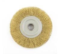 Feeshoppher 5 Inch Copper Wire Wheel Brush 125mm x 16mm Bore for Angle Grinder Metal Polishing Deburring Rust Removal Scale Cleaning Brass Finish Industrial Abrasive Tool Yellow