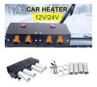 Feeshoppher 500W Car Truck Heater 12V 24V Portable Interior Space Heater Windshield Defroster Demister Fast Heating Low Noise Fit for Car Truck Bus Camper Caravan Boat wit(4Holes 12v)