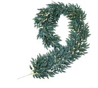 Feeshoppher 6.5ft Artificial Willow Garland Realistic Green Vine Leaf String for Wedding Arch Backdrop Table Centerpiece Home Garden Party Decor Flexible Plastic Foliage 200cm(grey white)