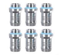 Feeshoppher 6PCS G1/4 Thread Water Cooling Barb Fittings, 2-Touch Quick Release Hose Connectors for PC Radiator Pump Tank, Chrome Plated Brass Pagoda Adapter with Silicone Seal Ring(14MM)