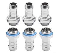 Feeshoppher 6PCS G1/4 Thread Water Cooling Barb Fittings, 2-Touch Quick Release Hose Connectors for PC Radiator Pump Tank, Chrome Plated Brass Pagoda Adapter with Silicone Seal Ring(11MM)