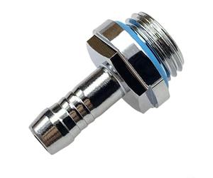 Feeshoppher 6PCS G1/4 Thread Water Cooling Barb Fittings, 2-Touch Quick Release Hose Connectors for PC Radiator Pump Tank, Chrome Plated Brass Pagoda Adapter with Silicone Seal Ring(7.2MM)