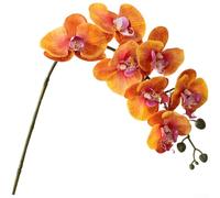 Feeshoppher 7-Headed Phalaenopsis Silk Orchid Flowers 86cm Artificial Butterfly Orchids for Wedding Home Decor Photography Props Centerpiece Arrangement White Orange Pink Purple (Orange)