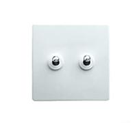 Feeshoppher 86Type 2Way White Toggle Light Switch Stainless Steel Wall Toggle Light Switches Brass Lever Antique Handmade Switch Dual Control Lever Toggles Switches for Hotel(2Open Dual Control)