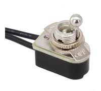 Feeshoppher AC250V 6A SPST On Off Prewired Standard for TOGGLE Switch with Wire Cable Single Pole Single Throw Metal Shell and Bakelite Base Silver Plated Copper Terminals Alloy Zinc Plated