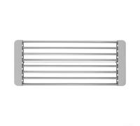 Feeshoppher Adjustable Stainless Steel Sink Drain Basket with Telescopic Design Extending from 31cm to 51cm for Drying Dishes Cutlery Fruits and Vegetables Featuring Non Slip ABS Sides an