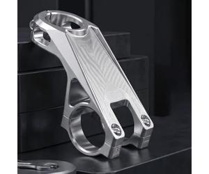 Feeshoppher Aluminum Alloy Bicycle Stem 60mm -65° Lightweight Low-Drag Design with Precision CNC Machining and Anti-Slip Front Fork Locking Point for Mountain Bike Racing Control Bl(grey 35mm)