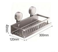 Feeshoppher Aluminum Shower Shelf with Strong Suction Cups Holds up to 30 lbs Wall Mounted Bathroom Storage Organizer with Towel Bar and Five Removable Hooks No Drilling Required (30cm)