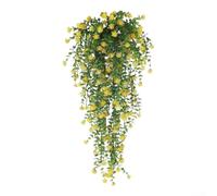 Feeshoppher Artificial Camellia Eucalyptus Hanging Vine, 30 Inch Faux Greenery Garland with Realistic Leaves for Indoor Outdoor Wall Patio Garden Home Decor, White Purple Yellow Red(4)
